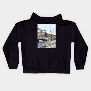 Cornwall Charlestown   Cornish gift Kernow Travel location poster, St Austell Kids Hoodie